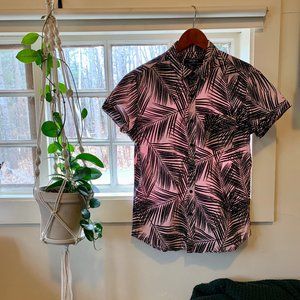 Tropical Pink Button Down Short Sleeve